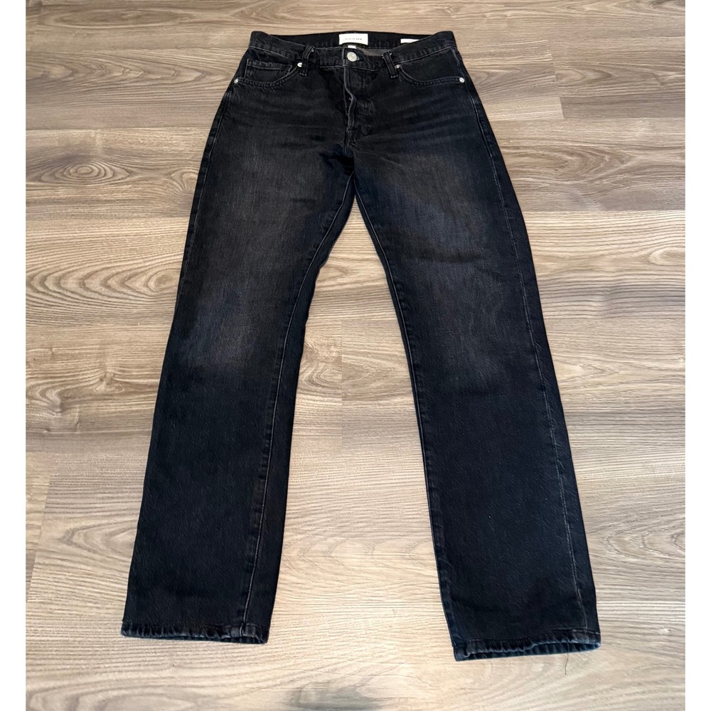 Frame Le Slouch Straight Leg Jeans Pompeii Faded Black Denim Women's Size 24